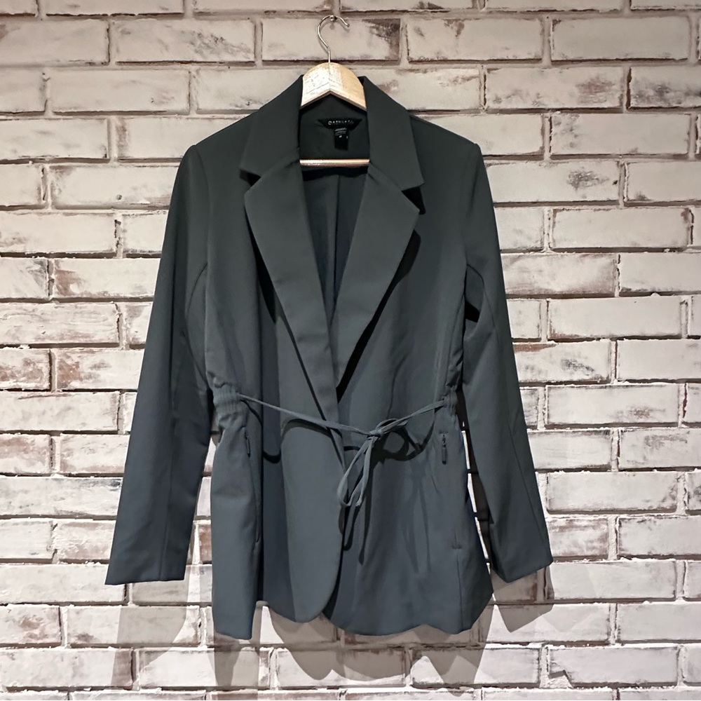Athleta endless primatwill green blazer jacket size 10